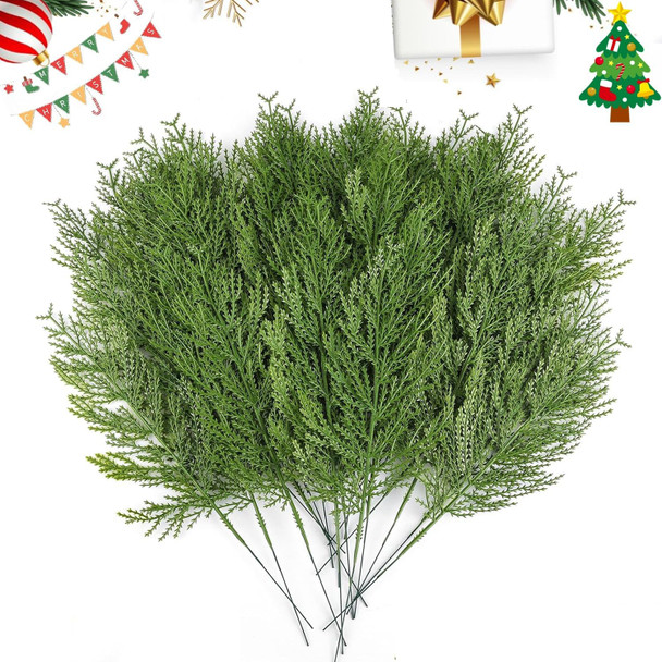 100 PCS Artificial Pine Branches Faux Pine Sprigs Leaves Christmas Decoration Fake Christmas Greenery Stems Plastic Pine Picks -for DIY Craft Festive Home Decor(Green-100PCS)