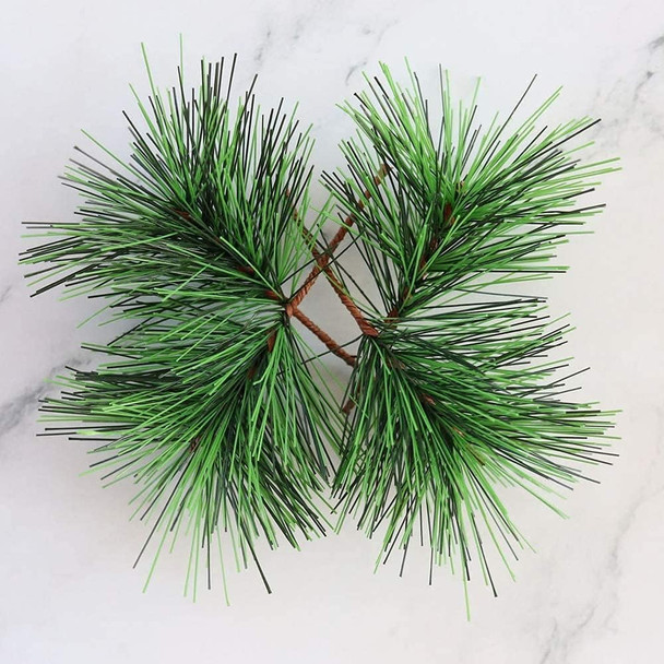 Fake Greenery Pine Picks Artificial Green Pine Needles Branches-Small Pine Twigs Stems Picks for Christmas Garland Wreath Embellishing and Home Holiday Garden Decoration (30)