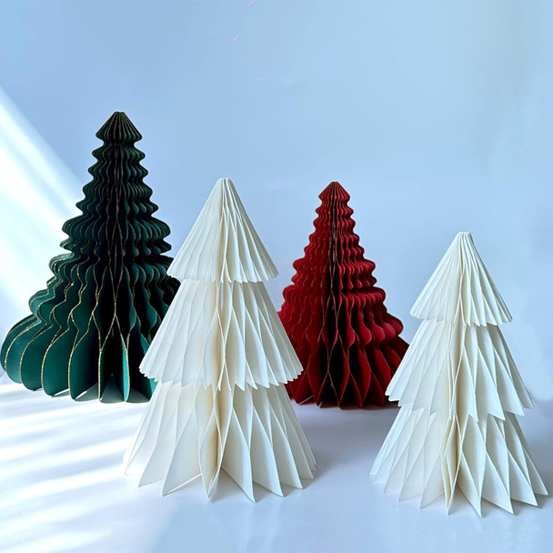 4pcs Christmas Decorations Folding Christmas Honeycomb Paper Tree 3D Xmas Trees Table Centerpiece Christmas Tree Honeycomb Decorations for Years Eve Party Tree