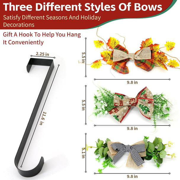 Front Door Decoration Rustic Round Wood Christmas Wreath with 12’‘ Door Hanger,14pcs Interchangeable Seasonal Welcome Sign, Outdoor Wall Hanging, Spring, Summer, Fall and All Seasons Holidays