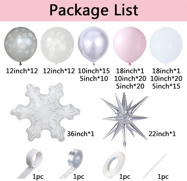 Pink Winter Wonderland Balloon Garland Arch Kit Pink White Metallic Silver With Large Snowflake Balloon for Christmas Princess Girl A Little Snowflake is on The Way Baby Shower Birthday Party Decor