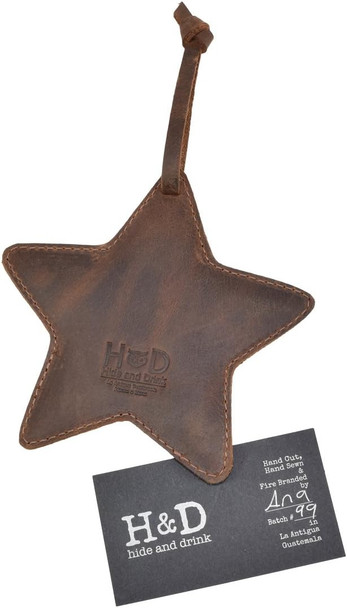 Hide & Drink Rustic Leather Star Christmas Tree Ornament Tree Decoration, Handmade :: Bourbon Brown