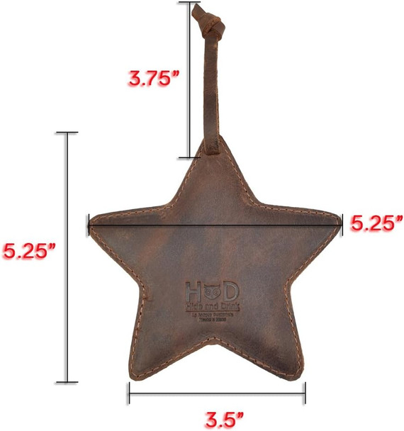 Hide & Drink Rustic Leather Star Christmas Tree Ornament Tree Decoration, Handmade :: Bourbon Brown