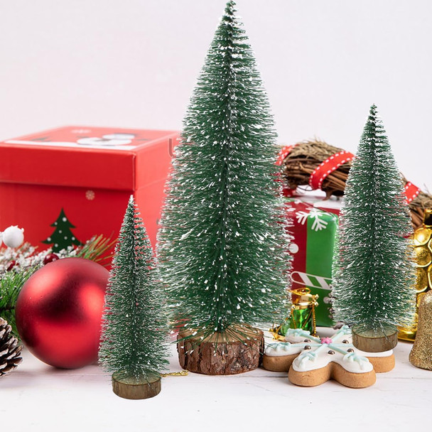 6 Pcs Small Christmas Trees Bottle Brush Christmas Trees Christmas Decorations, Small Christmas Pine Tree with Wooden Base for Christmas Table Decorations (6 Size)