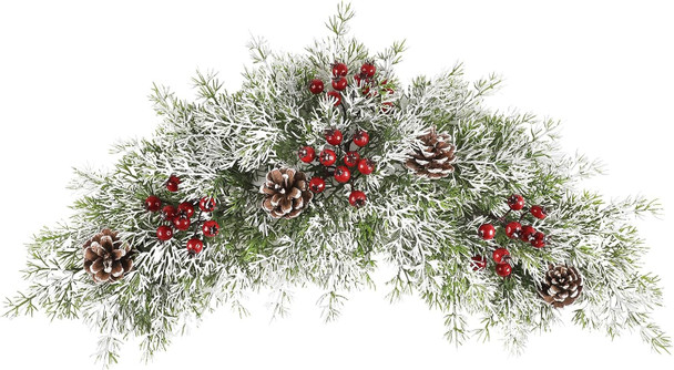 HiiARug 26 inch Christmas Decorative Swag Artificial Christmas Mailbox Swag Pine Branch Red Berry Front Door Winter Decor for Xmas Holiday Outdoor Porch Door Patio Decor