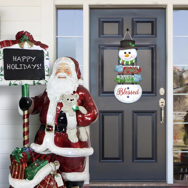 HLNIUC Snowman Christmas Decorations Indoor, Merry Christmas Sign, Xmas Signs For Home Decor, Winter Wall Decor Art, Snow Porch Sign, House Warming s Home, Holiday Signs Outdoor
