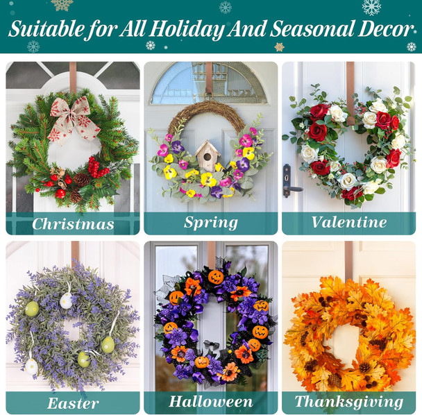 Wreath Hanger for Front Door for Halloween and Christmas Decorations,12 Inches Metal Wreath Door Hanger for Fall Decor,Bear Up 20 Lbs Over The Door Hooks for Front Porch Home Decor