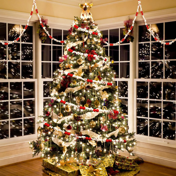 Hoteam 4 Pieces 9 ft Artificial Popcorn and Cranberry Garland Strand Realistic Vintage Pop Corn and Rustic Wood Beaded Cranberry Strand Old Retro Christmas Tree Garland String for Christmas Holiday Hoteam 4 Pieces 9 ft Artificial Popcorn and Cranberry Garland Strand Realistic Vintage Pop Corn and Rustic Wood Beaded Cranberry Strand Old Retro Christmas Tree Garland String for Christmas Holiday