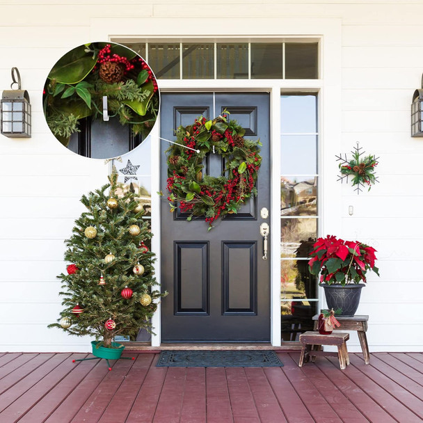Hotop 16 Pieces Wreath Hanger Over Door Hooks Metal Z Hooks 3.4 Inch/ 7.9 Inch/ 13.8 Inch for Christmas Front Door Decorations, Hanging Coats Hats Robes Towels (Electroplated Silver)