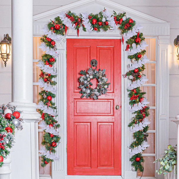 Hotop Artificial Christmas Garland Twist Pine Garland Tinsel Garland Xmas Metallic Decoration Faux Holiday Decor for Stair Fireplace Christmas Tree Wreath(324 ft,White)