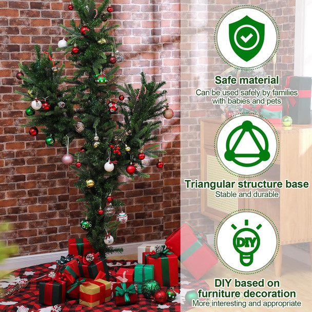 Hotop 5 FT Artificial Cactus Christmas Tree with 100 LED Lights Pre-Lit Cactus Xmas Tree for Christmas Holiday Decoration(Classic Pine Needles)