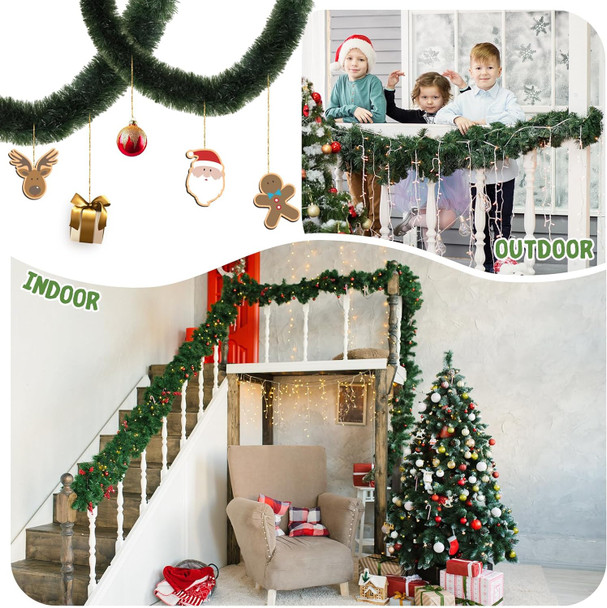 Hotop 252 ft Christmas Garland for Christmas Decorations Non Lit Soft Green Garland for Outdoor or Indoor Use Artificial Plastic Garland Greenery Holiday Garden Wedding Party Decoration