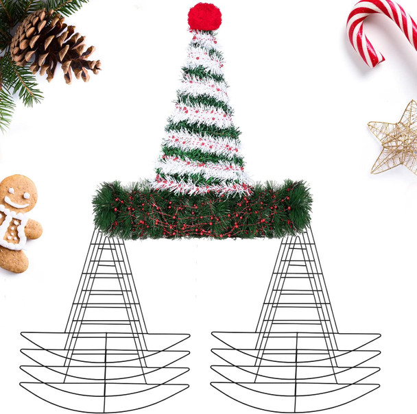 Hat Shaped Metal Wreath Form for Christmas Elf Hat Wreath Frame Pirate Ship Witch Hat Metal Frame for Xmas DIY Crafts Holiday Year Wall Door Decors(8 Pieces,12.6 x 13.4 Inch)