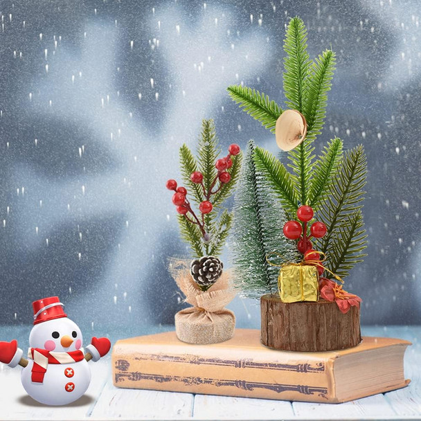HUIANER Mini Christmas Tree Tabletop Tree with Pine Cone Berry Christmas Decor with Wood Base Ornaments for Xmas Holiday Decorations Table Desk