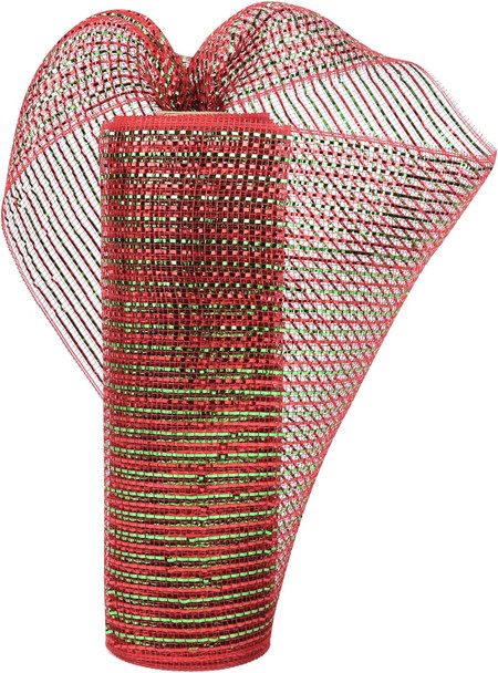 HUIHUANG Red and Green Deco Mesh 10 inch Roll Red/Lime Green Christmas Color Metallic Decorative Mesh Ribbon for Wreaths, Christmas Tree, Swags, Garland, Bows Crafts, Home Decor-10 Yards HUIHUANG Red and Green Deco Mesh 10 inch Roll Red/Lime Green Christmas Color Metallic Decorative Mesh Ribbon for Wreaths, Christmas Tree, Swags, Garland, Bows Crafts, Home Decor-10 Yards