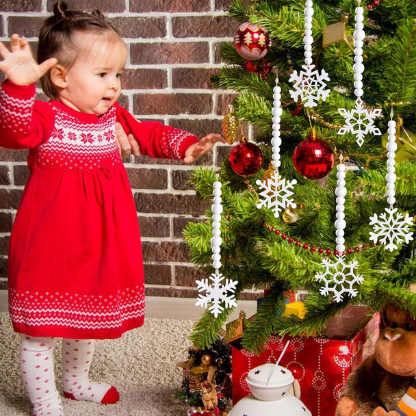12pcs Christmas Tree Hanging Wooden Snowflakes Decorations 3D Christmas Tree Decor White Wood Snowflake Ornaments with Jute String Hanger for Home Ceiling Chandelier Party Indoor Outdoor (White)