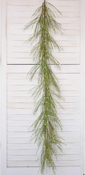 idyllic 4FT Garland with Artificial White Berries, Pine Needles Fake Hanging Vine Plant for Home Decoration