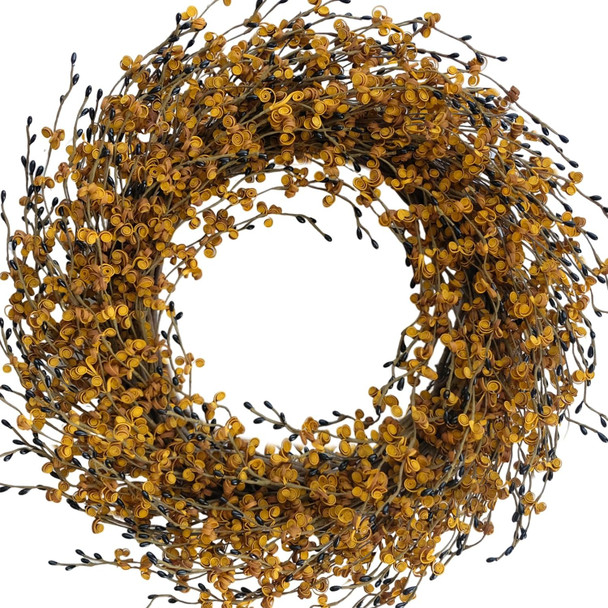 Idyllic 18 Inch Yellow Berries Leaves Wreath for Front Door, All-Season Wreath for Indoor and Outdoor