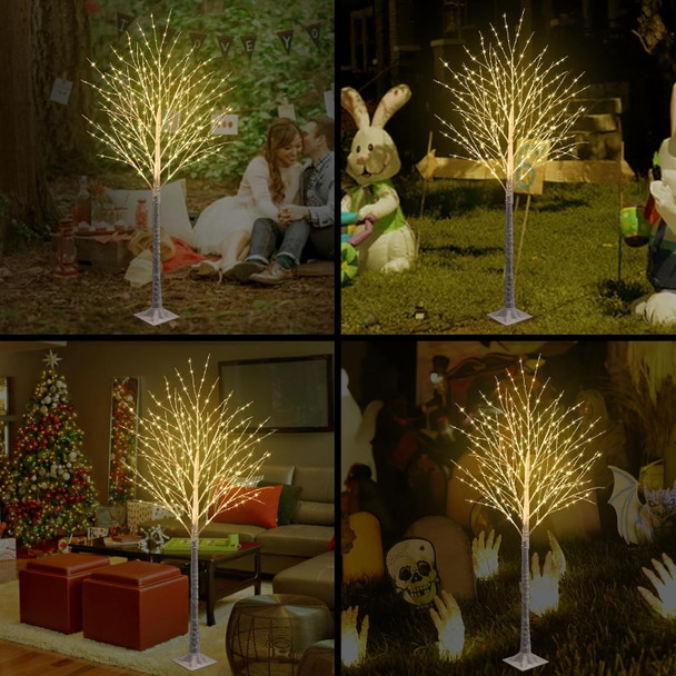 6FT 500 LED Lighted Birch Tree with Twinkle Lights, LED Birch Tree with Timer for Outdoor Indoor Home Party Yard Easter Christmas Decoration (Warm White Light)