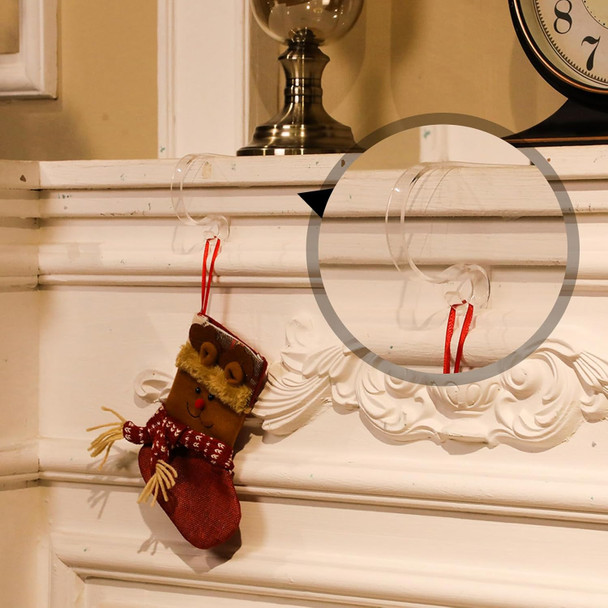 Jetec Christmas Acrylic Stocking Holder Hooks Clear Mantle Stocking Holders Christmas Stocking Clips Holiday Garland Clips Non Slip Stocking Hangers Hooks for Fireplace Home Kitchen Mantel(8 Pieces)