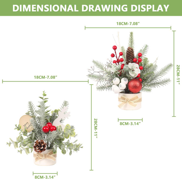 Small Mini Tabletop Christmas Tree,12" Artificial Little Potted for Christmas Decor, for Home Indoor Hliday Party Xmas Decor (Red/Green/White).