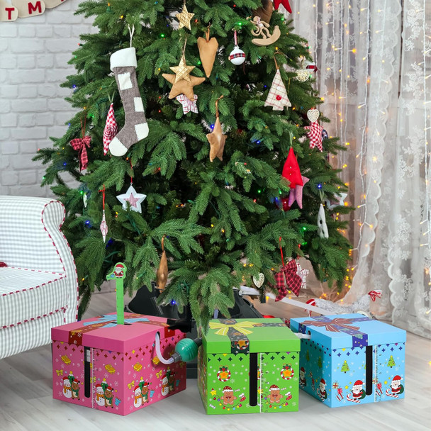 Automatic Christmas Tree Watering System - Christmas Decorations Automatic Christmas Tree Waterer Looks Like a Present Box - Santa’s Tree Helper Keeps Your Live Tree Healthy and Green (3BOX - P-B-G)