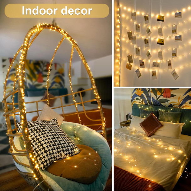 JMEXSUSS 2 Pack Fairy Lights Battery Operated with Remote, Total 400 LED 132ft Battery Powered Christmas String Lights, Twinkle Fairy Lights for Christmas Tree Bedroom Indoor Outdoor Decor, Warm White