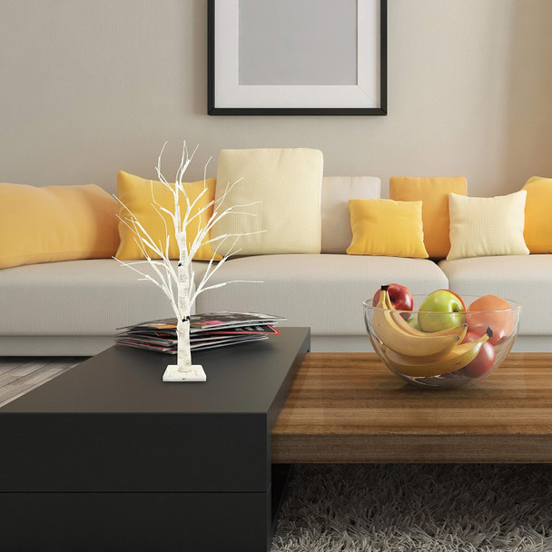 Joiedomi 2 Pack 24" LED Birch Tree, Battery Operated Warm White Tabletop Tree with Timer Light Jewelry Holder Decor for Christmas Thanksgiving Home Party Wedding