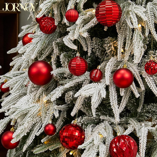 47PCS Christmas Tree Ornaments Sets, Red Shatterproof Plastic Christmas Tree Balls Decorations Xmas Tree Hanging Decor Red Ornaments for Christmas Tree Multi-Styles and 3 Sizes