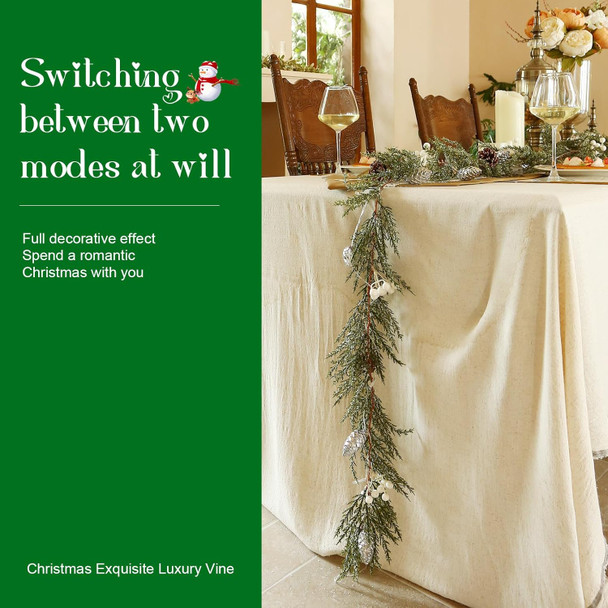 Joyhalo Christmas Garland, Cedar Garland, 6 FT Faux Real Touch Cedar Garland Artificial Realistic Hobby Lobby, Prelit Cedar Garland with Lights Battery Operated for Mantle, Stairs Railing