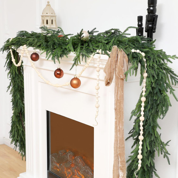 Jutom 1 Pcs Christmas Deluxe Norfolk Pine Garlands Realistic Norfolk Pine Garland Faux Christmas Greenery Garland for Holiday Mantle Table Indoor Outdoor Wedding Christmas Decor (9 Feet)