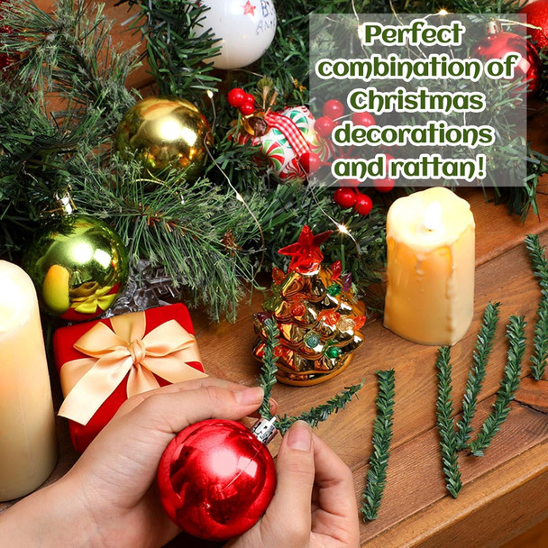 Jutom 100 Pcs 4 Inch Christmas Ornament Hooks, Pine Needles Ornament Hangers Ornament String Flexible Twist Ties for Christmas Tree Holiday Party Hanging Decorations Ropes