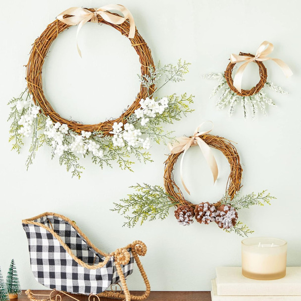 Juvale Set of 3 Grapevine Wreath Forms for DIY Crafts, Plain Twig Branches for Christmas, Holidays, Wedding, Party, and Fall Home Decor (11.5, 7, and 4.5 in)