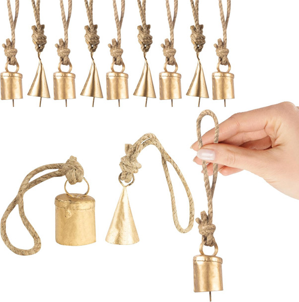 20 Pc Vintage Rustic Metal Cow Bells Christmas Decor Bells - Antique Handmade 4cm Bells, Gold Bells, Witch Bells - Unique Old Look Xmas Bells for Decoration 20 Pc Vintage Rustic Metal Cow Bells Christmas Decor Bells - Antique Handmade 4cm Bells, Gold Bells, Witch Bells - Unique Old Look Xmas Bells for Decoration