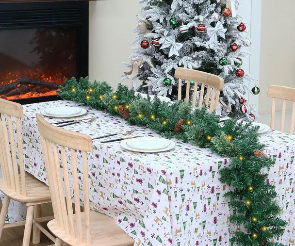 Christmas Garland by KALOR - 9 feet Pine Garland with 50 Battery Operated Lights - Christmas Décor with Pine Cone for Indoor Home Holiday Xmas Decorations