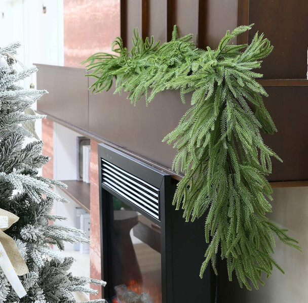 6 Feet Christmas Garland, Natural Touch Garland Artificial Pine Greenery Garland for Indoor Outdoor Home Fireplace Staircase Christmas Decorations