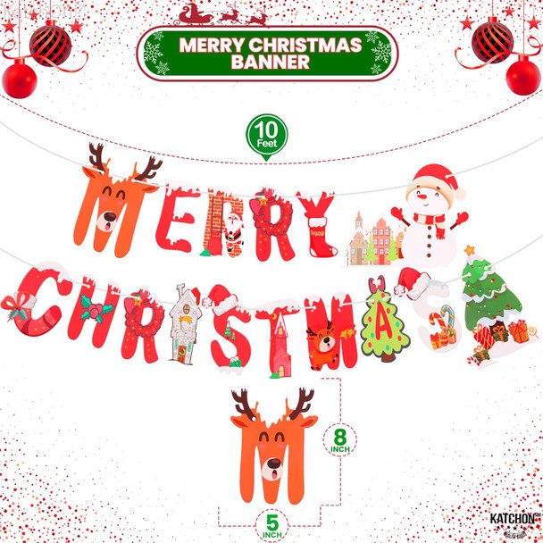 KatchOn, Merry Christmas Banner for Mantle- 10 Feet, No DIY Merry Christmas Garland Banner Merry Christmas Banners Indoor, Merry Christmas Sign for Christmas Decorations Christmas Party Banner