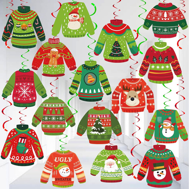 KatchOn, Ugly Sweater Christmas Hanging Decorations - Pack of 30, No DIY Ugly Sweater Party Decorations Hanging Christmas Decorations for Christmas Party Decorations Merry Christmas Decorations