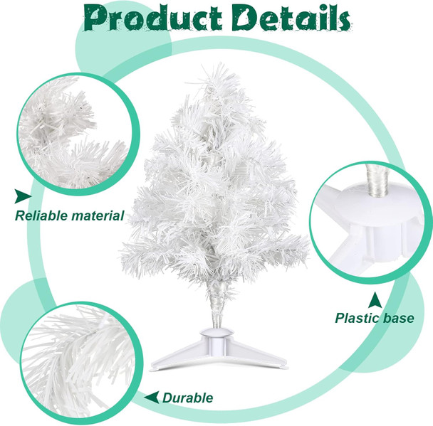 Kathfly 4 Pieces Mini White Christmas Tree 12 Inch Miniature Artificial Small Desktop Xmas Tree with Plastic Stand for Party Supply Home Office Decor