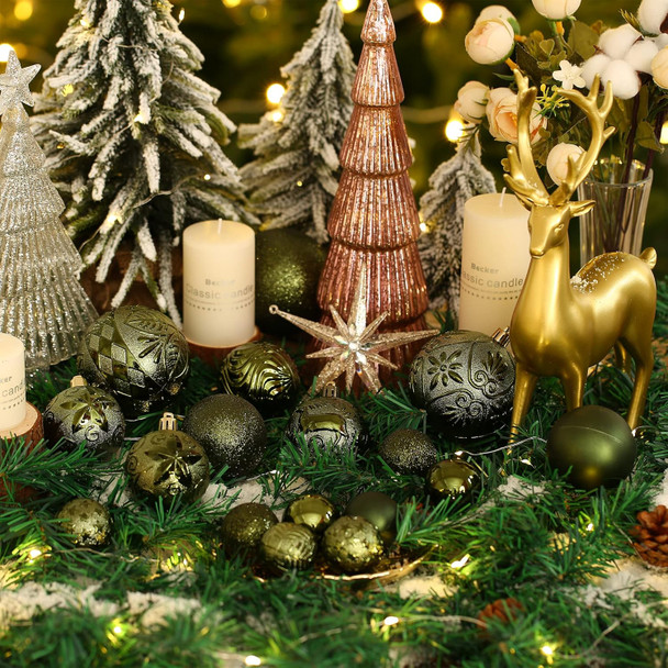 20ct Dark Green Christmas Ball Ornaments Shatterproof Plastic Christmas Tree Decorations for Xmas Party Home Office Holiday Decor -Large Size (3.15", 80mm)