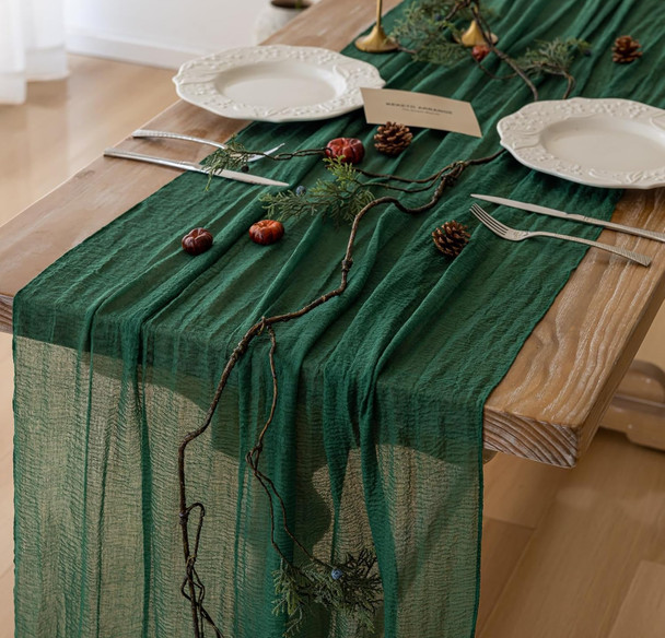 Keketo Christmas Table Runner Emerald Green Cheesecloth Gauze 120 Inch 10 FT Rustic Boho Cheese Cloth Table Runner for Wedding Baby Shower Bridal Shower Birthday Party Long Sheer Home Decorations Keketo Christmas Table Runner Emerald Green Cheesecloth Gauze 120 Inch 10 FT Rustic Boho Cheese Cloth Table Runner for Wedding Baby Shower Bridal Shower Birthday Party Long Sheer Home Decorations