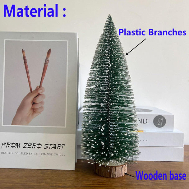 5pcs Mini Christmas Tree, Wooden Base Small Bottle Brush Christmas Tree, Christmas Village Small Christmas Tree, Suitable for Desktop Christmas Decoration, Holiday Party Decoration Crafts