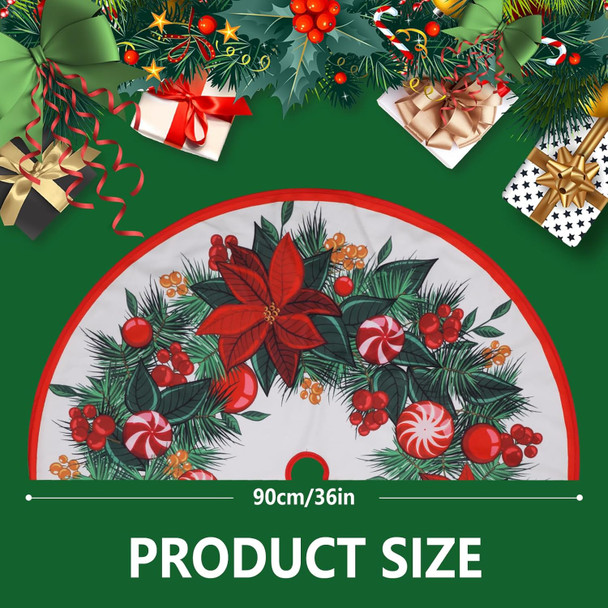 Christmas Tree Skirts 36 Inch, Xmas Tree Base Cover Mat for Christmas Tree, Snowflake Christmas Tree Skirt for Holiday Ornament for Xmas Party Christmas Decorations (90cm, Wreath Style)