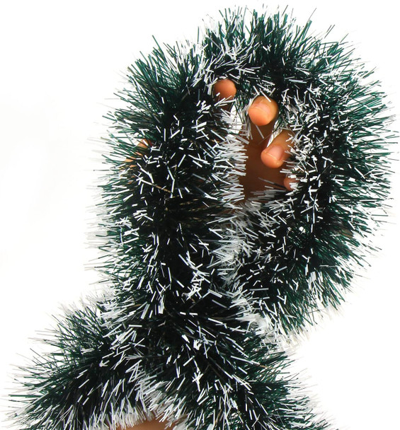 KIMOBER 32.8 Ft Christmas Tinsel Garland,Blackish Green Frost Tip Metallic Garland for Christmas Tree Xmas Party Decorations