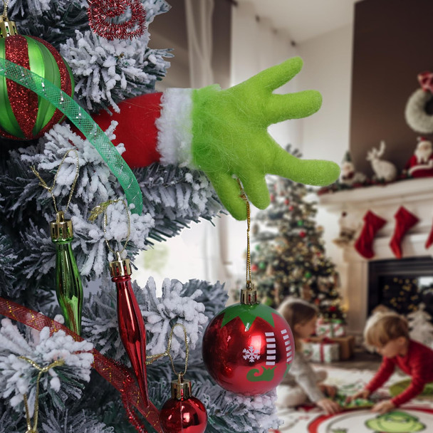 Small Christmas Tree - Mini Christmas Tree with Grinch Ornaments, Flocked Tabletop Christmas Tree, Grinch Christmas Decorations, Grinch Tree, 2 Ft Christmas Tree