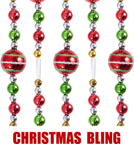 Klikel Christmas Acrylic Garland 10 Feet Long Red Green Gold and Silver