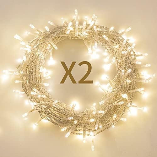 koopower 2 Pack 50 LEDs Battery String Lights, Auto On/Off Fairy Lights 8 Mode Waterproof Wire Lights for Bedroom, Garden, Halloween, Christmas, Wedding Decoration