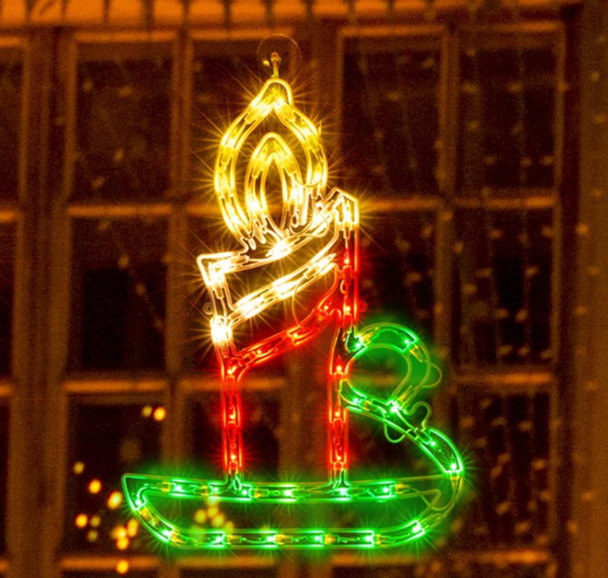 18" 50 Lighted Candle Christmas Light, Window Sculpture Decoration