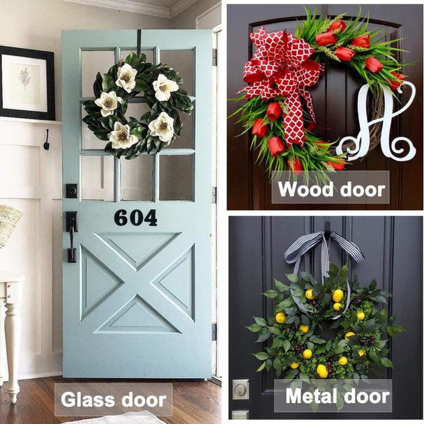 Wreath Hanger, Adjustable Over The Door Wreath Hanger from 14.9 to 25 Inches & Wreath Holder & Wreath Door Hanger for Front Door Decor 20 lbs Larger Christmas Decorations Hook (Black)