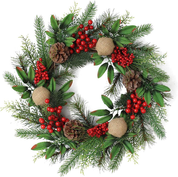 Christmas Wreath for Front Door,20 Inch Christmas Wreath Decorations with Wintry Pine, Decorated with Pine Cones, Berry Clusters, Frosted Branches for for Home Wall Window Porch Indoor Outdoor Decor Christmas Wreath for Front Door,20 Inch Christmas Wreath Decorations with Wintry Pine, Decorated with Pine Cones, Berry Clusters, Frosted Branches for for Home Wall Window Porch Indoor Outdoor Decor
